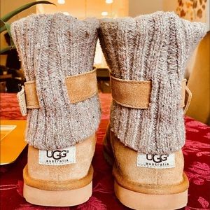 UGG Australia Womens Chestnut 1003175 Cambridge Knit Sheepskin Snow Boots US 6